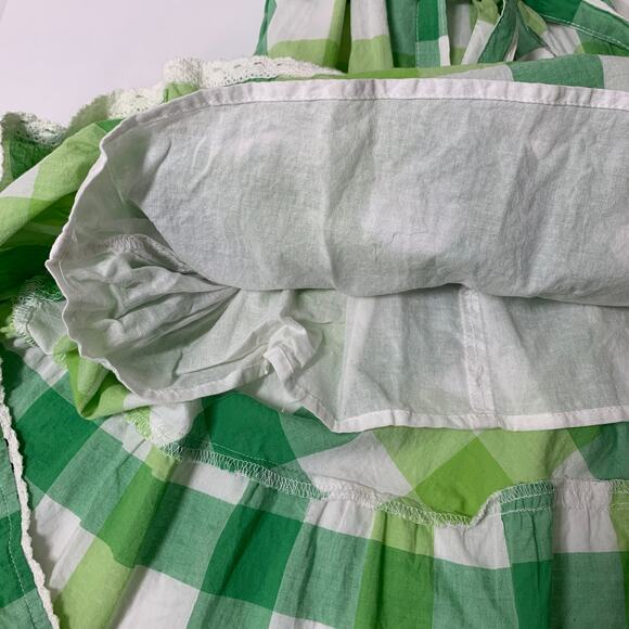 SO Green White Plaid Spaghetti Strap Mini Sundress Medium - Picture 5 of 7